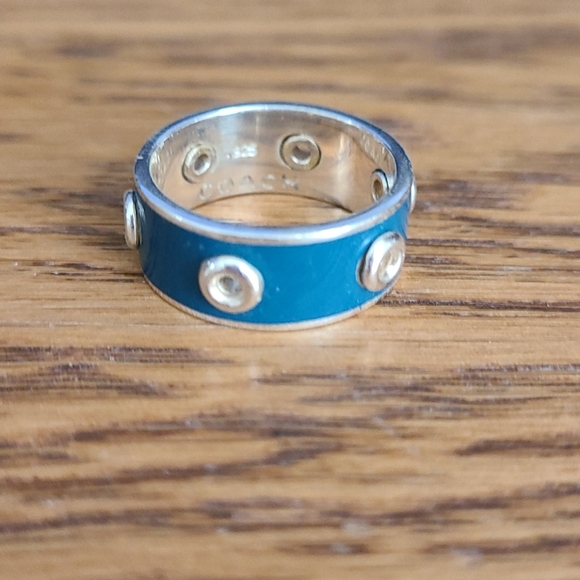 NEW Coach Enamel and sterling silver grommet ring - Picture 2 of 3
